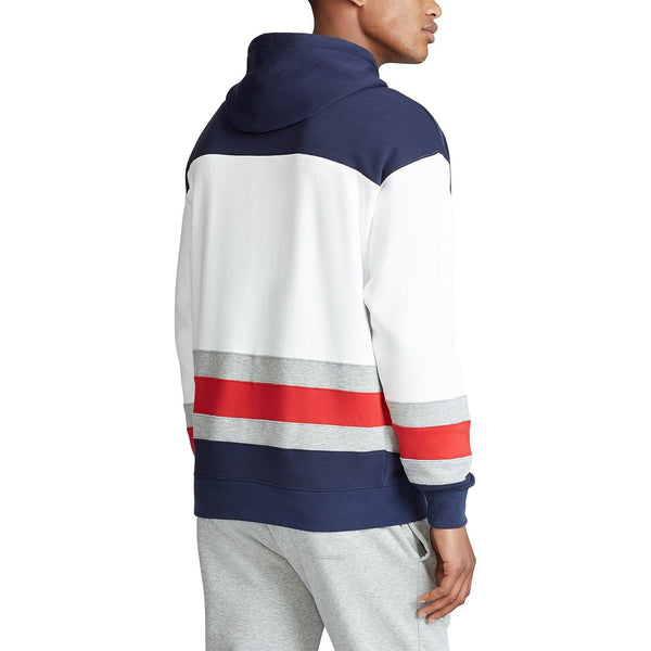 Polo Ralph Lauren Monogram Fleece Hooded Hoodie Sweatshirt (MultiWhite,  Medium) 