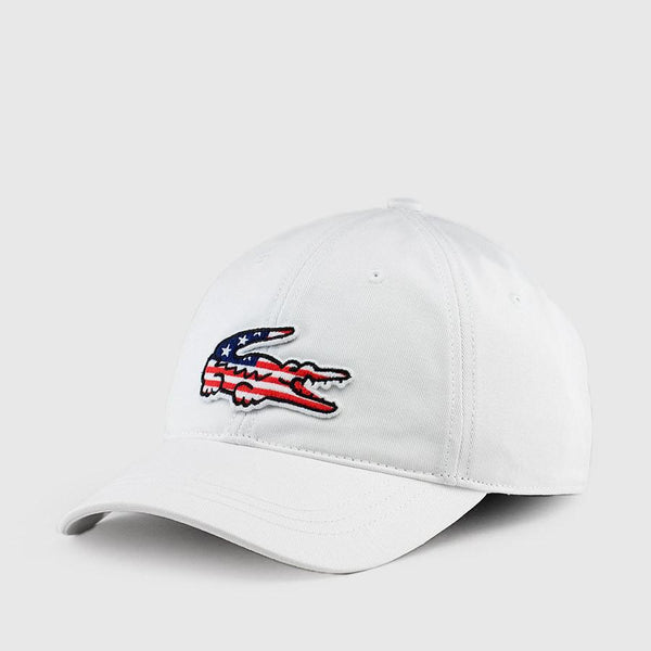 LACOSTE Big Croc USA OZNICO – White Baseball Cap, Appliqué