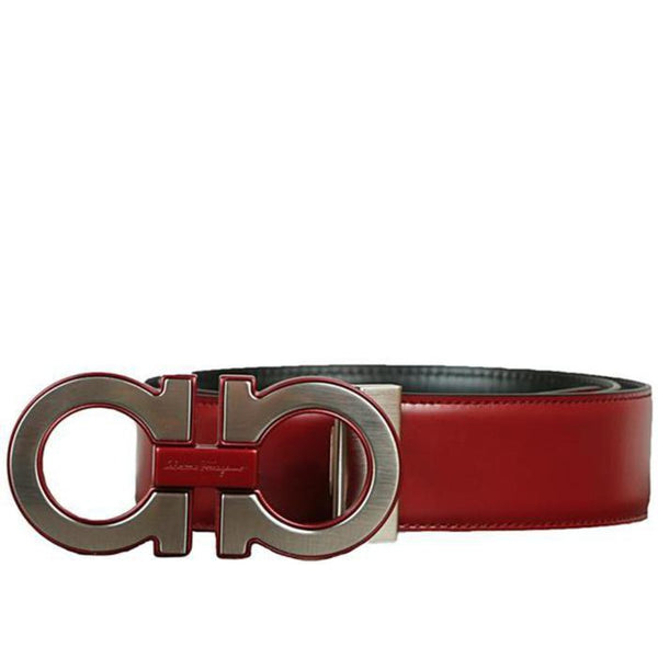 SALVATORE FERRAGAMO - Red & Gold Oversized Leather Gancini Belt - 38W –  Luxe Hanger