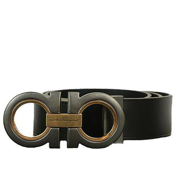 Gancini Leather Belt in Black - Ferragamo