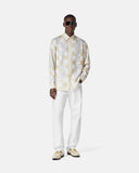 VERSACE Medusa Contrasto Silk Shirt, Light Sand+White