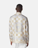 VERSACE Medusa Contrasto Silk Shirt, Light Sand+White