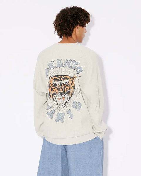 DRAWN VARSITY OVERSIZE SWEAT, PALE GREY