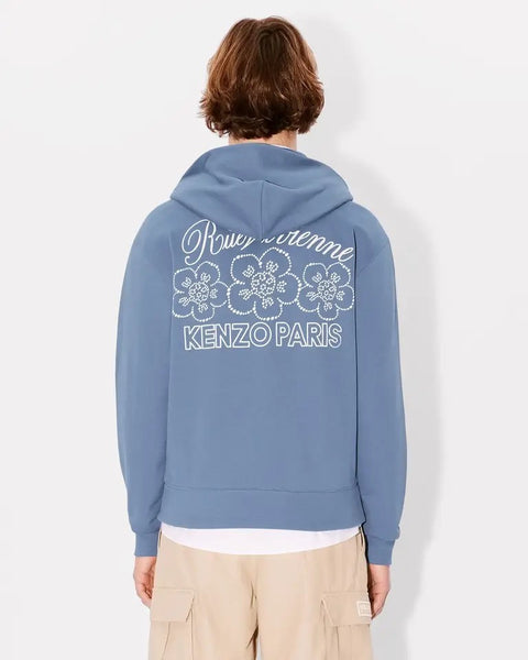 KENZO CONSTELLATION EMBROIDERED ZIP HOODIE, BLUE