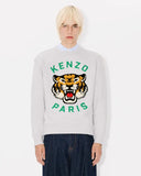 KENZO LUCKY TIGER EMBROIDERED OVERSIZE SWEATSHIRT, PALE GREY