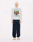 KENZO LUCKY TIGER EMBROIDERED OVERSIZE SWEATSHIRT, PALE GREY