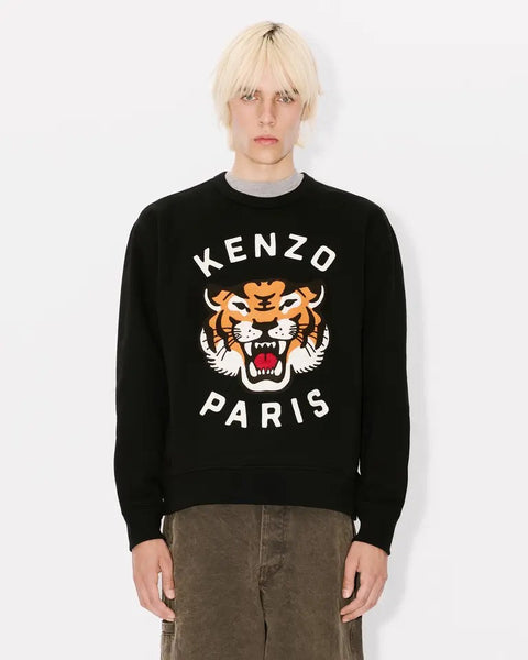 KENZO LUCKY TIGER EMBROIDERED OVERSIZE SWEATSHIRT, BLACK