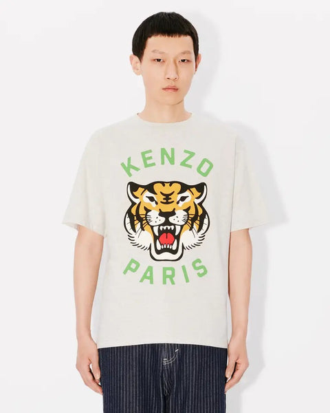 KENZO LUCKY TIGER OVERSIZE T-SHIRT, PALE GREY