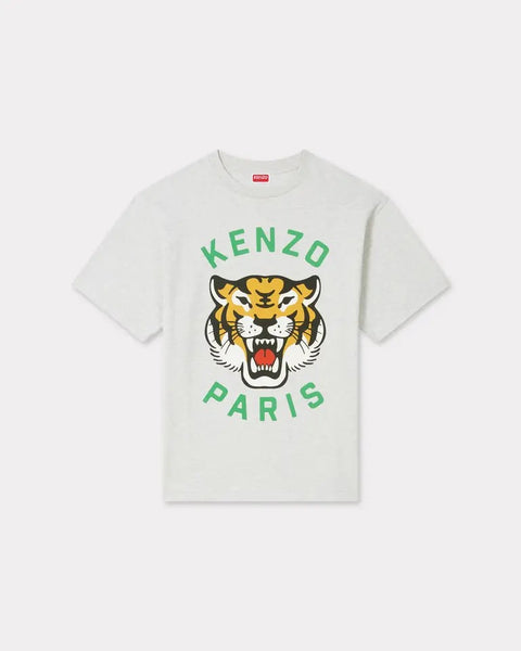 KENZO LUCKY TIGER OVERSIZE T-SHIRT, PALE GREY