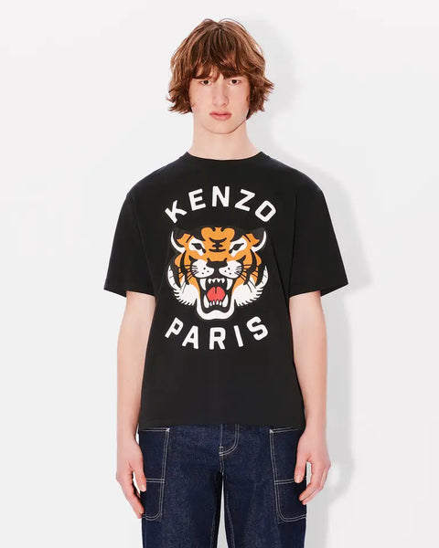 KENZO LUCKY TIGER OVERSIZE T-SHIRT, BLACK