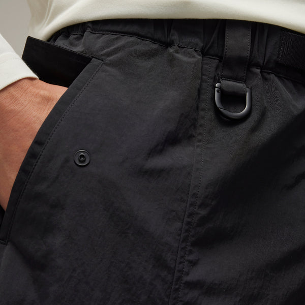 Y-3 CRINKLE NYLON CUFFED PANTS, BLACK