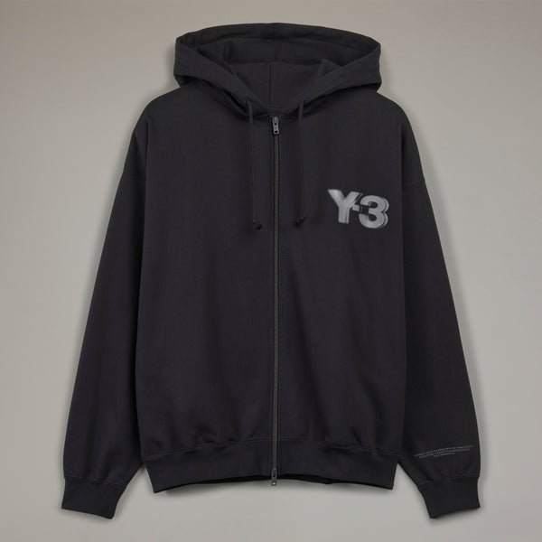 Y-3 LOGO ZIP HOODIE, BLACK