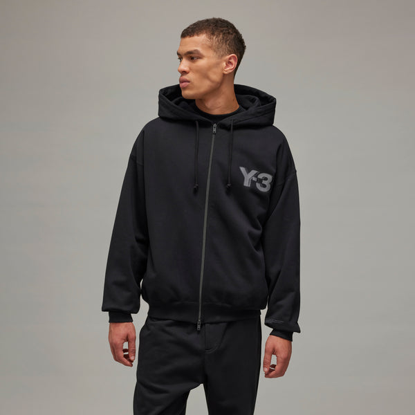 Y-3 LOGO ZIP HOODIE, BLACK