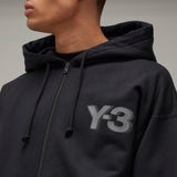 Y-3 LOGO ZIP HOODIE, BLACK