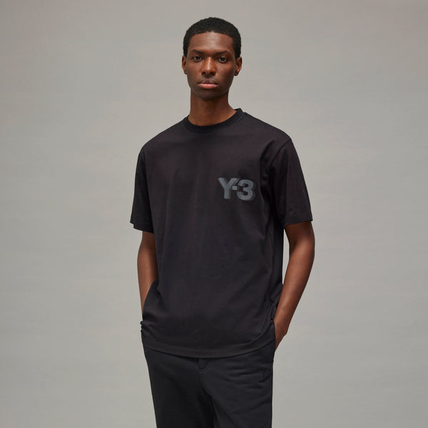 Y-3 LOGO SHORT SLEEVE TEE, BLACK