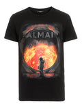 BALMAIN PRINTED T-SHIRT, BLACK