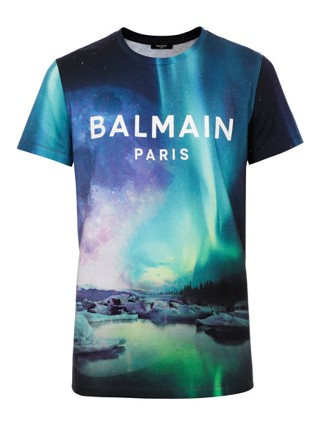 BALMAIN ALL OVER PRINTED T-SHIRT, MULTI