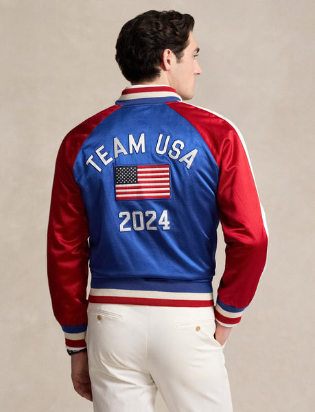 Polo Ralph Lauren Team USA Satin Baseball Jacket, Ralph Red/Rugby Royal