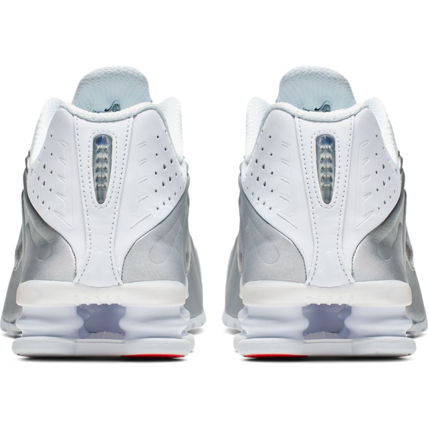 nike shox r4 white metallic silver