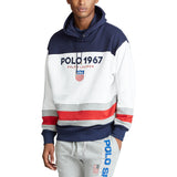 Polo Ralph Lauren Monogram Fleece Hooded Hoodie Sweatshirt (MultiWhite,  Medium) 
