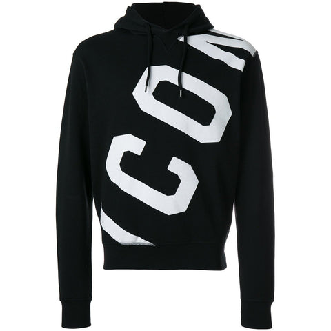 DSQUARED2 Icon Printed Hoodie Black OZNICO