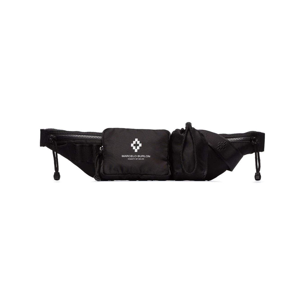 Marcelo Burlon Black Logo PVC Clutch Bag CMNA013E20FAB0011001