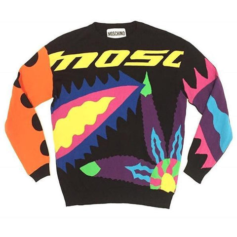 MOSCHINO Graphic Knit Sweater, Black/ Multi – OZNICO