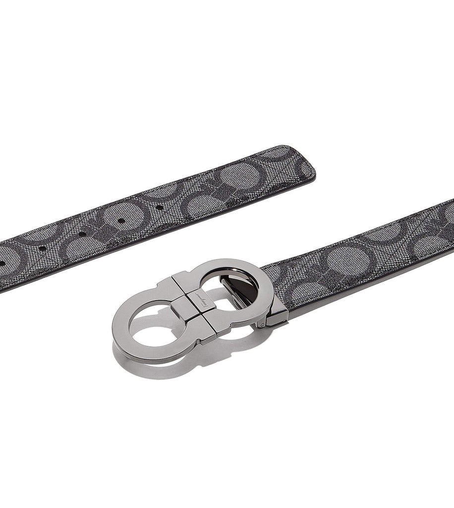 SALVATORE FERRAGAMO - Gloss Finish Black Gancini Buckle Leather Belt - –  Luxe Hanger