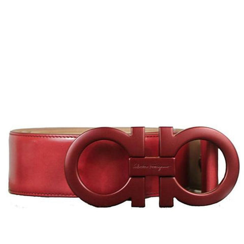 Salvatore Ferragamo Big Gold Buckle Belt Red Size 54